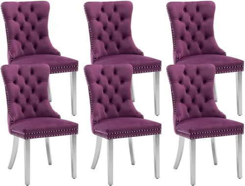 Vista 10 de Juego de 2 sillas de comedor de terciopelo beige, sillas de comedor tapizadas beige01