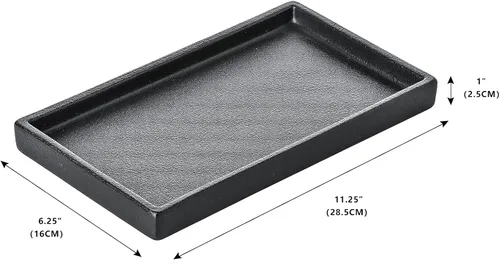 Vista 6 de Bandeja de maquillaje de cerámica Redelaenor, soporte de accesorios de baño negro para organizador de fregadero de cocina y bandeja decorativa