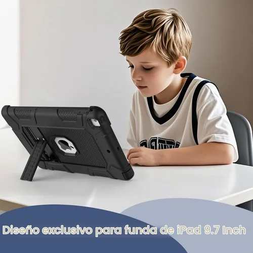 Vista 7 de Fundas para iPad de 6ª Generación, Funda de 5ª Generación, Air 2 de 9.7 Pulgadas a Prueba de Golpes, Resistente, Funda Protectora con Pata