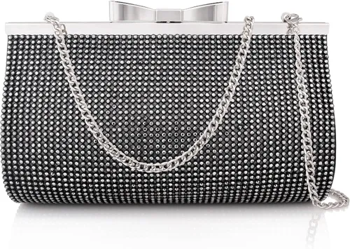 Vista 4 de Bolso de mano de noche para cóctel, baile de graduación, cristales brillantes con diamantes de imitación para novia y dama de honor, boda, fiesta