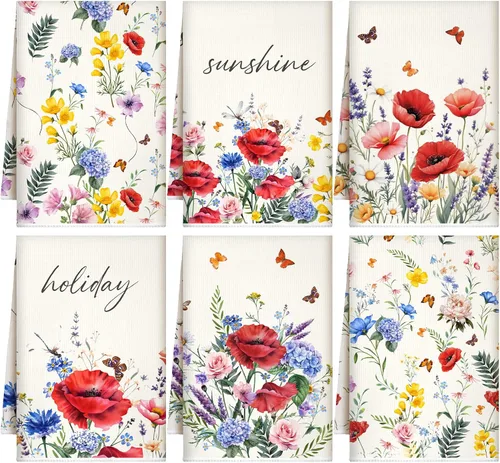 Vista 12 de Geyoga 6 Piezas Toallas de Cocina de Girasol Toallas de Platos Absorbentes Paños de Té Decorativos para Cocina de Verano Baño Decoración del Hogar