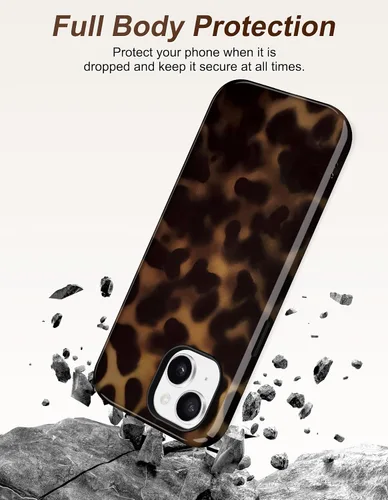 Vista 3 de Jusy Funda compatible con MagSafe con estampado de caparazón de tortuga marrón para iPhone 7/8/SE, cubierta protectora de TPU suave magnética