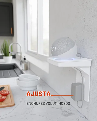Vista 9 de Estante Echogear para tomas estándar - Almacenamiento de cables integrado y espacio para enchufes voluminosos - Instalación rápida con herrajes