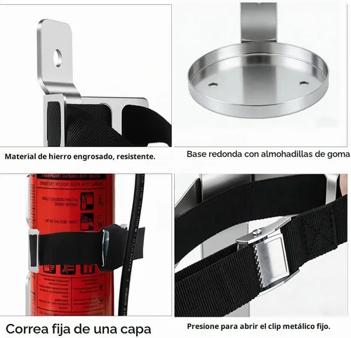 Vista 4 de Soporte para extintor de incendios, soporte de metal, acero inoxidable de 2.5 libras, 1 unidad