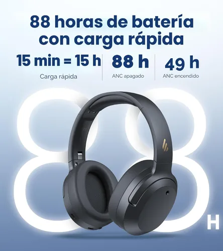 Vista 5 de Edifier W820NB Plus Gen 2 Auriculares inalámbricos sobre la oreja con cancelación de ruido, -49 dB ANC, audio LDAC de alta resolución, 88H