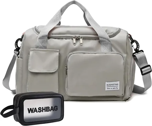 Vista 29 de Bolsa de Gimnasio Pequeña para Mujer, Bolsa de Lona de Viaje, Bolsa de Fin de Semana con Compartimento para Zapatos