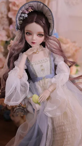 Vista 4 de Muñeca BJD pintada a mano de 1/3,22.8 pulgadas de alto, en estilo pastoral nórdico, muñeca de princesa, cuerpo de PVC con 31 articulaciones móviles