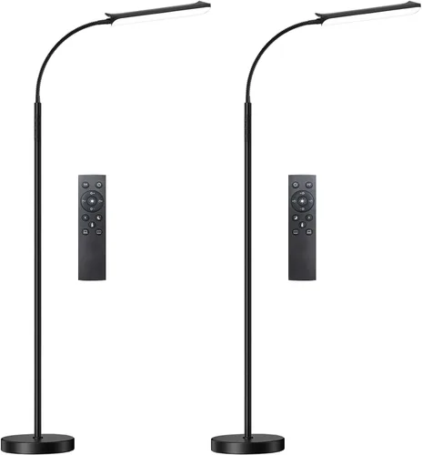 Vista 13 de marctronic Lámpara de pie LED gris, 18W 1800LM Lámparas de pie brillantes con control remoto y funciona con enchufe inteligente, luz de lectura Gris