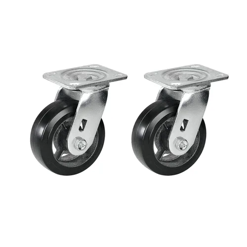 Vista 10 de Ruedas resistentes de 4 pulgadas, ruedas industriales de placa con rueda de goma, utilizadas para carrito de herramientas, plataforma, camión
