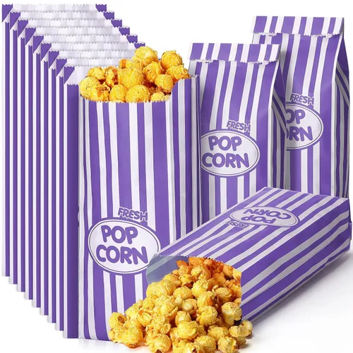 Vista 9 de Sherr 1000 Piezas Bolsas de Palomitas de Maíz de 1 Onza a Granel Negras con Rayas Retro Desechables para Noches de Película Navidad Circo Carnaval