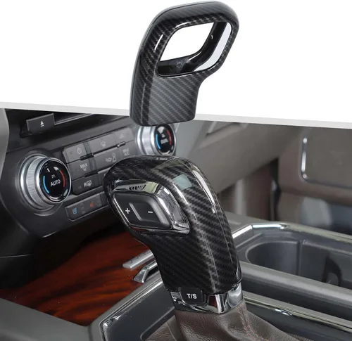 Vista 8 de Jimen Compatible con Ford F150 2015-2020, Cubierta de Perilla de Palanca de Cambios Accesorios de Acabado Interior (Negro)