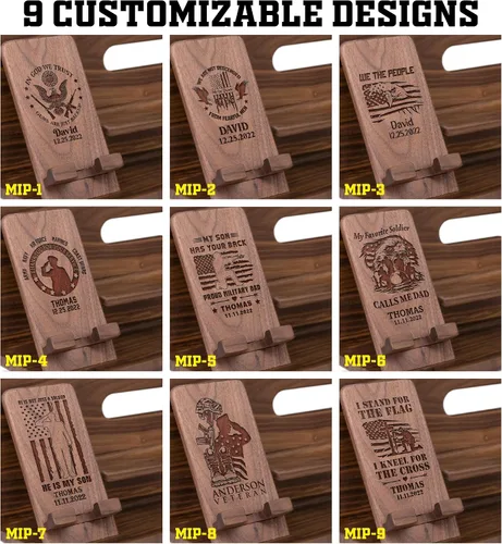Vista 6 de Regalo personalizado para patrióticos Estación de acoplamiento de teléfono para militares, organizador de mesita de noche personalizado