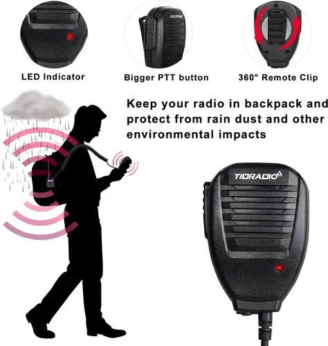 Vista 4 de TIDRADIO Radio GM-5R GMRS, radio bidireccional con repetidor Gmrs con batería de 3800 mAh, receptor de escaneo de doble banda y radio de mano NOAA
