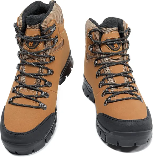 Vista 2 de CAMEL CROWN Botas de senderismo para hombre, de cuero auténtico
