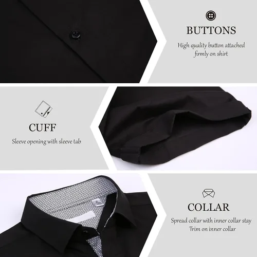 Vista 4 de Damipow Mens Short Sleeve Dress Shirts Regular Fit Business Casual Button Down Shirt