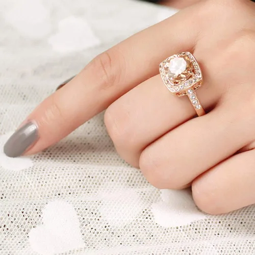 Vista 6 de Acefeel Anillos brillantes amarillos del topacio de la circona cúbica para las mujeres 18K chapado en oro rosa, Circonita, oro blanco, cobre, oro