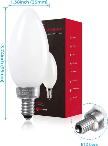 Vista 6 de TORCHSTAR Bombilla LED Regulable E12 para Candelabro, Listada UL, Bombillas de Araña Equivalentes a 60W, 550lm, Bombilla de Vela de Filamento LED