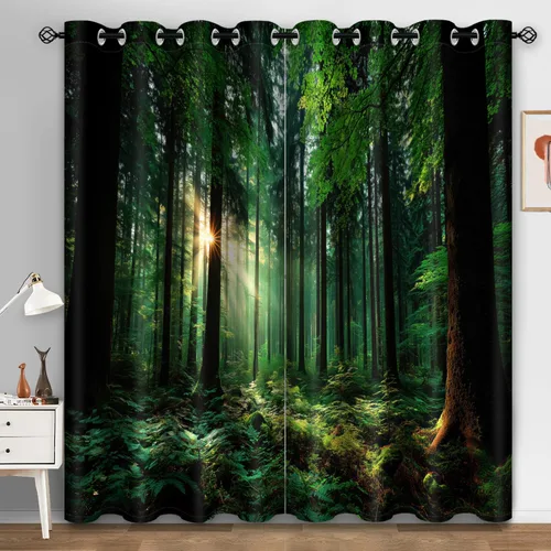 Vista 15 de Aimego Cortinas opacas abstractas con ojales para ventana, para el hogar, dormitorio, sala de estar, 2 paneles (42 x 54 pulgadas)