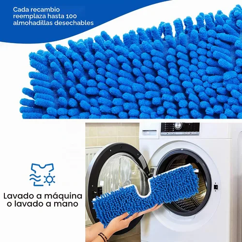 Vista 6 de Houseables Cabezal de repuesto para trapeador de polvo, almohadillas de microfibra reutilizables, repuesto de cabezal de polvo, fundas lavables