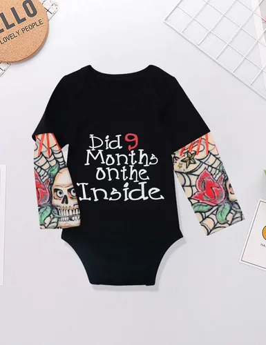 Vista 5 de Ropa de bebé niño, estampado de letras de manga larga mameluco ropa de bebé para niño
