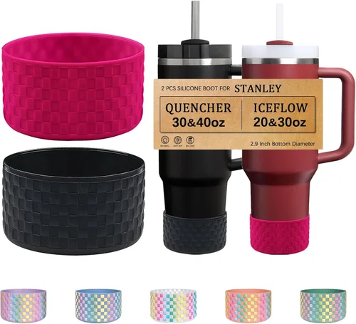 Vista 13 de HEYSKAY Base protectora de silicona para botas Stanley Quencher Adventure de 40 onzas y vaso Stanley IceFlow de 20 onzas y 30 onzas, y compatible