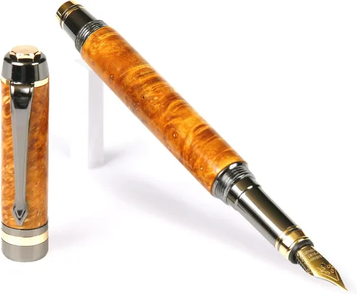 Vista 23 de Lanier Pens Pluma estilográfica Elite - Gun Metal - Negro y Blanco Ébano