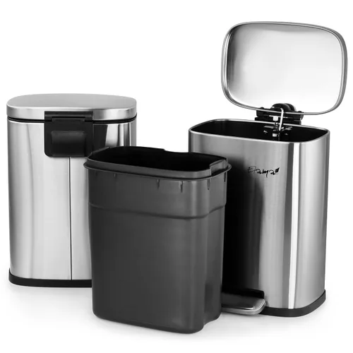 Vista 6 de Elama Papelera versátil para cocina, hogar y oficina con mecanismo de cierre lento (3 piezas de 13 galones + 2 x 1.32 galones plateados)