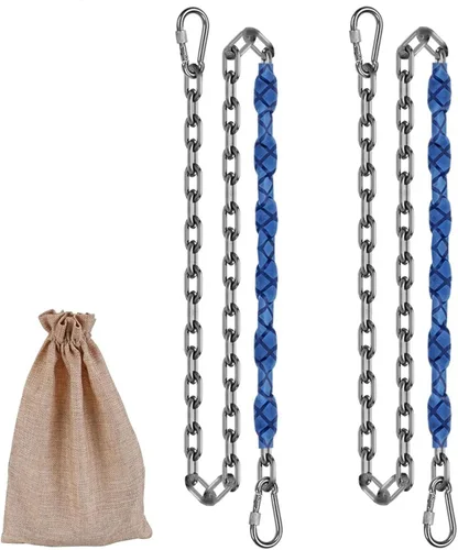 Vista 6 de 2 cadenas de acero inoxidable (64 pulgadas), 4 hebillas de conexión rápida que nunca se oxidan, accesorios de columpio para sillas hamacas