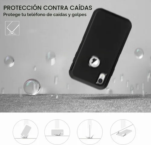 Vista 6 de MAXCURY Funda para iPhone XR, funda protectora de cuerpo completo resistente con absorción de golpes para iPhone 10R, parachoques de PC duro +