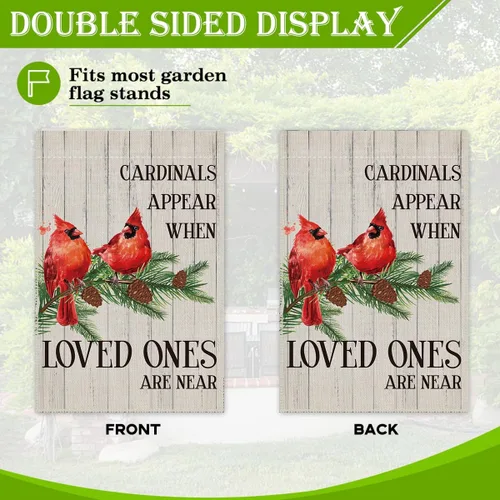 Vista 3 de Hafhue Cardinals Appear When Loved Ones Are Near Welcome - Bandera de jardín de doble cara de 12 x 18 pulgadas, bandera de decoración de césped