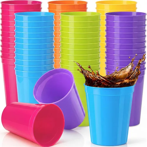 Vista 9 de Yungyan Paquete de 12 vasos de plástico reutilizables de 16 onzas, 4