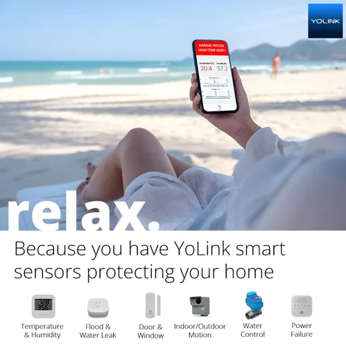 Vista 4 de YoLink Sensor inteligente de temperatura y humedad para exteriores, higrómetro, termómetro, alcance de 1000', vida útil de la batería de 2+ años