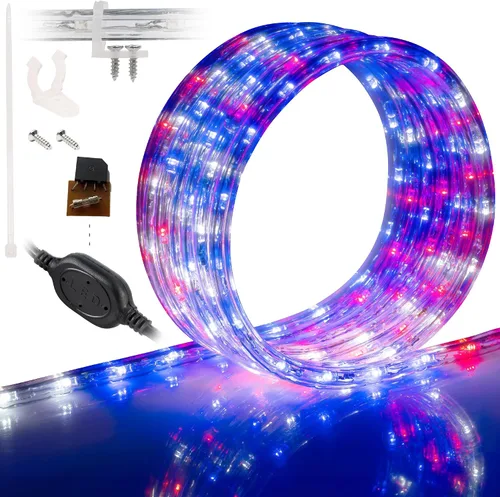 Vista 22 de Cuerda de luces LED de 10 pies, permanente, impermeable, conectable, flexible, con tubo de PVC transparente, certificado ETL, iluminación festiva