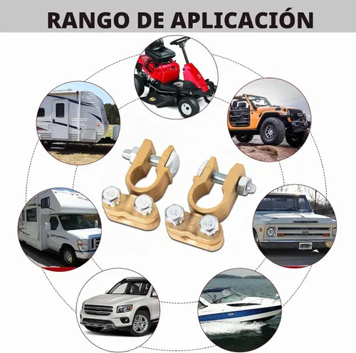 Vista 7 de CZC AUTO Terminales de batería, abrazaderas y conectores de cobre, juego de protectores de terminales de batería positivos y negativos para poste