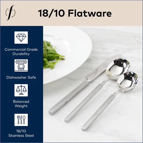 Vista 7 de FORTESSA Jaxson - Cubiertos de acero inoxidable 18/10, ajuste de lugar de 5 piezas con cuchillo de mesa, tenedores y cucharas (servicio para 1)