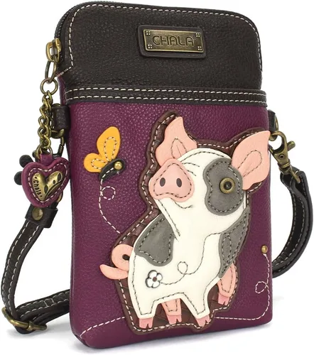 Vista 2 de CHALA Farm Animal Collection Cell Phone Crossbody Purse-Women PU LeatherCanvas Multicolor Handbag with Adjustable Strap
