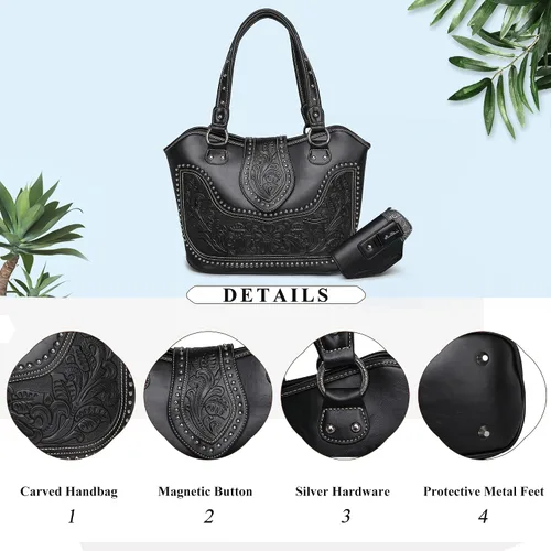 Vista 4 de Montana West Bolsas de mano occidentales para mujer, bolso de mano con asa superior para mujer