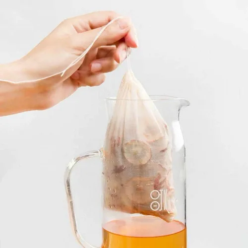 Vista 9 de Paquete de 100 bolsas de filtro de té desechables, infusores de té de 4 x 6 pulgadas, filtro de muselina vacía con cordón, bolsas de té con cordón