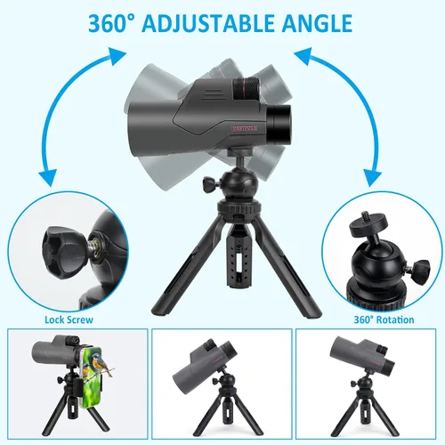 Vista 5 de Telescopio monocular monocular monocular de alta potencia de 12 x 56 para adultos con adaptador para teléfono inteligente, lente FMC y prisma BAK4