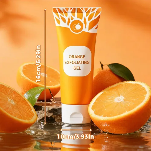 Vista 2 de Gel exfoliante naranja, gel hidratante para rostro y cuerpo, exfoliante facial hidratante de limpieza profunda, exfoliante facial de gel natural