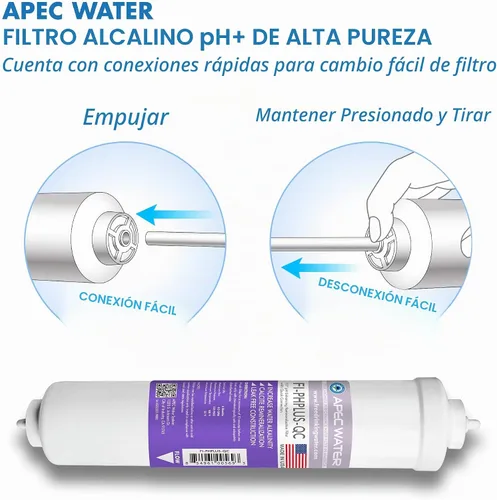 Vista 3 de APEC Water Systems PHPLUSKIT-14 - Kit de filtro alcalino de carbonato de calcio de alta pureza de 10 pulgadas con conexión rápida de 1/4