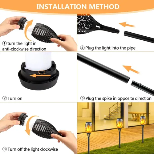 Vista 7 de Luces solares con llama parpadeante, 12 LED Mini, paquete de 16 Impermeable al aire libre, encendido/apagado automático del anochecer al amanecer