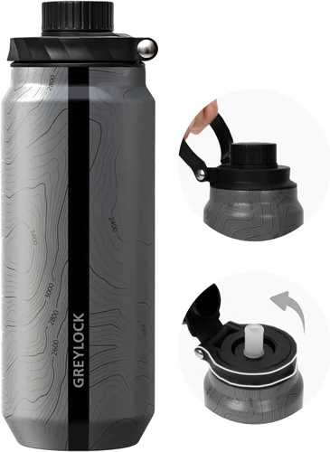 Vista 16 de Greylock Botella de agua aislada de 20 onzas con tapa con pajilla, botellas de agua deportivas reutilizables de acero inoxidable con asa plegable, a