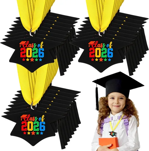 Vista 10 de Sratte Medalla de graduación preescolar de jardín de infantes para niños, medallas de premio de graduación con cinta amarilla para el cuello