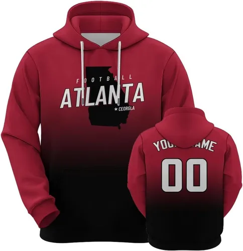 Vista 36 de Custom Football City Map Gradient Hoodies-Personalized Name Number Hooded Sweatshirts Football Fans Gifts for Men,Women,Youth