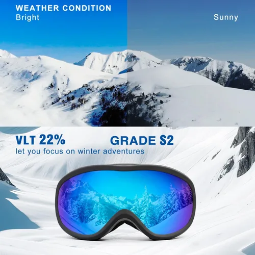 Vista 6 de SPOSUNE Gafas de Esquí Sobre Gafas con Lente Doble, Gafas de Nieve Anti-empañamiento Anti-UV para Hombres Mujeres Jóvenes Esquí Moto de Nieve