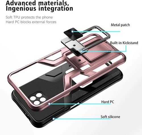 Vista 2 de Funda compatible con Moto G Power 2021 resistente grado militar a prueba de golpes, doble protección (TPU+PC), funda magnética sólida y duradera