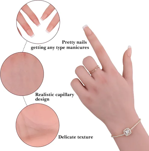 Vista 2 de YIQI Maniquí de mano femenina de silicona realista tamaño real modelo de mano exhibición de joyería (la mano izquierda)