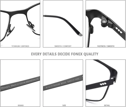 Vista 3 de FONEX Marco de lentes de titanio para hombre lentes de visión completa para hombre 8505