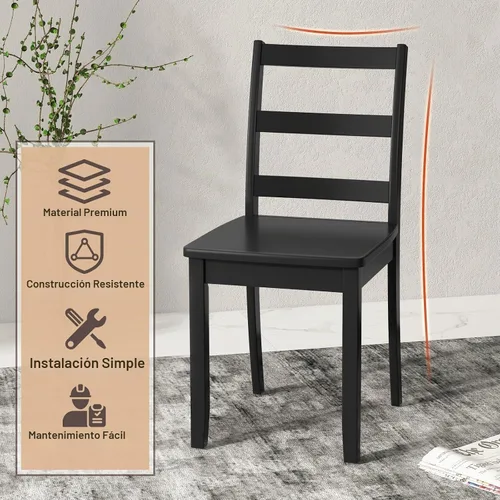 Vista 5 de ERGOMASTER Juego de 4 sillas de comedor de madera, sillas de cocina de madera sin brazos con respaldo, sillas laterales de restaurante para estudio
